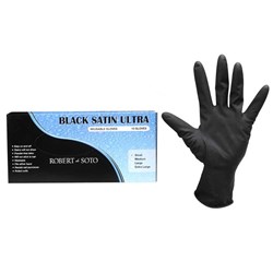 Robert de Soto Black Satin Ultra Reusable Gloves Small 10pk