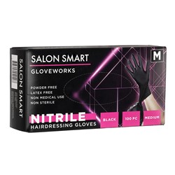 Salon Smart Nitrile Gloves Black Medium 100pk