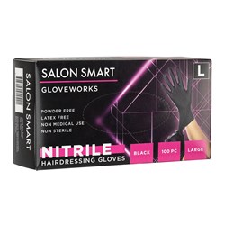 Salon Smart Nitrile Gloves Black Large 100pk