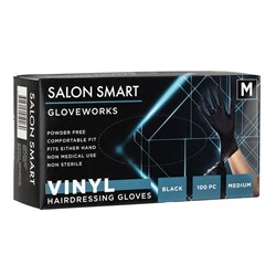 Salon Smart Vinyl Gloves Black Medium 100pk