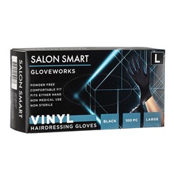 Salon Smart Vinyl Gloves Black Large 100pk