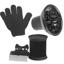 <h2>Free Shipping Over $149</h2>
Salon Saver's large range of <em>hair tool accessories</em>, <em>spare parts</em>, including <em>hairdryer diffusers</em> for <em>blow-drying curly hair</em>. Heatproof mats, gloves, and pouches protect from hair <a href="/electricals" title="electricals" class="redline">electricals</a>. Also, find spare hot rollers and hairdryer bonnets for setting hair here. Find other items in <a href="/hair-and-beauty-supplies" title="Hair and beauty supplies" class="redline">Hair and beauty supplies</a>.