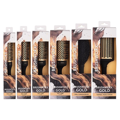 Brushworx Gold Ceramic Hot Tube Hair Brush, Small