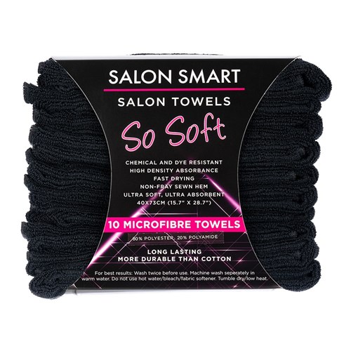 Salon Smart So Soft Microfibre Salon Towels - Black, 10pk