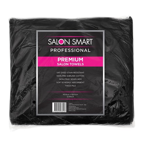 Salon Smart Premium Black Salon Towels, Medium 12pk