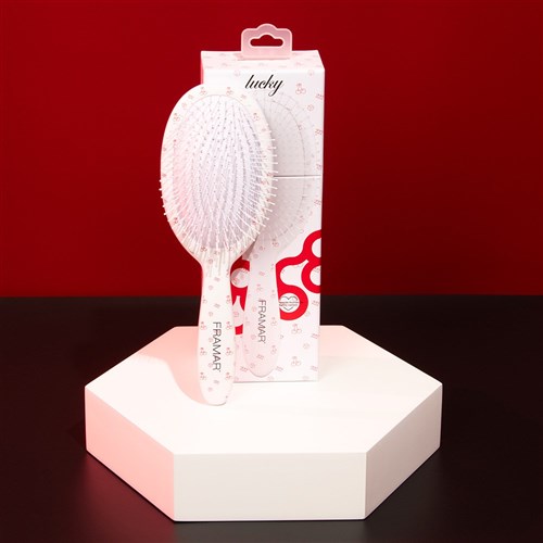Framar Detangle Hair Brush Get Lucky White