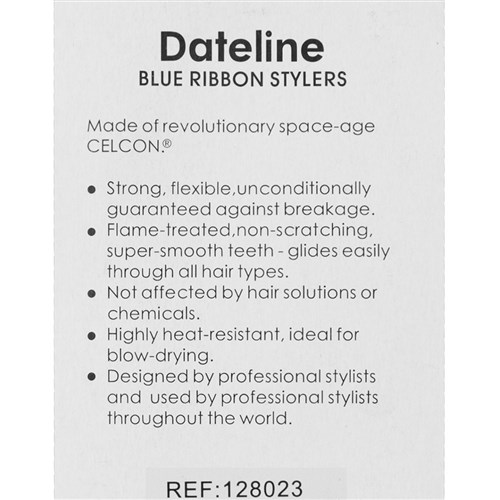 Dateline Professional Blue Celcon 302R Plastic Teasing Comb - 19cm