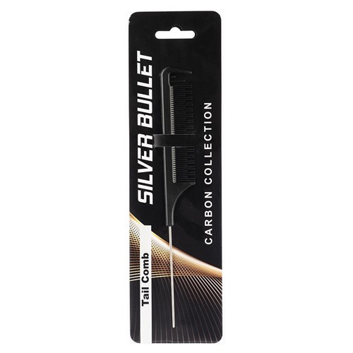 Silver Bullet Carbon Metal Tail Hair Comb