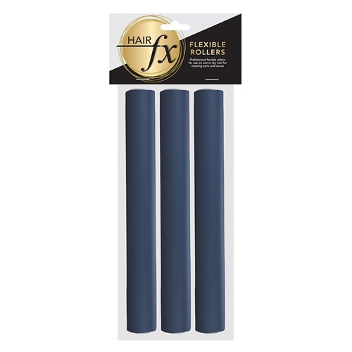 Hair FX Extra Large Flexible Rollers - Blue, 3pk