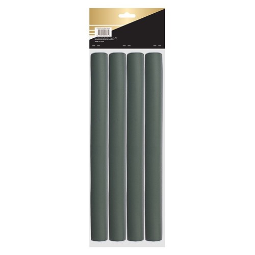 Hair FX Extra Large Flexible Rollers - Green, 4pk