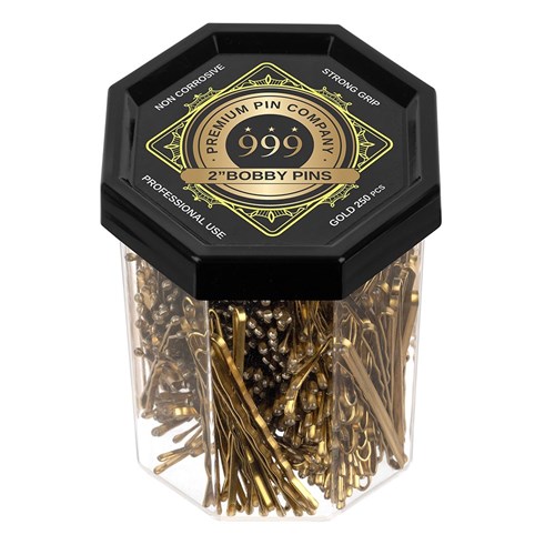 Premium Pin Company 999 Bobby Pins 2” Gold 250pc