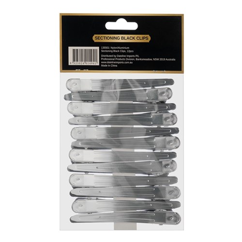 Premium Pin Company 999 Black Nylon Aluminium Sectioning Hair Clips 12pk