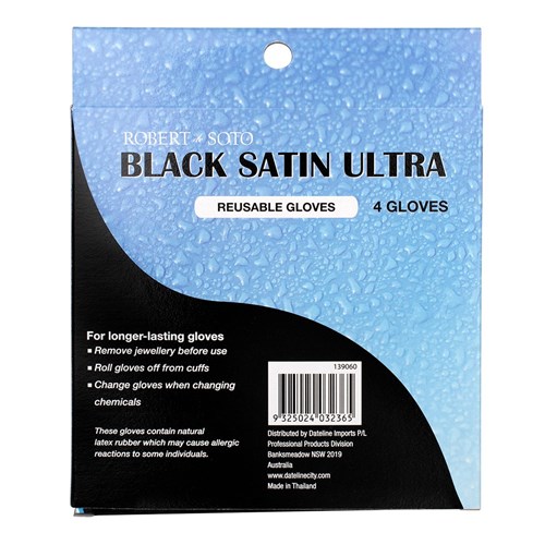 Robert de Soto Black Satin Ultra Reusable Gloves Small 4pk