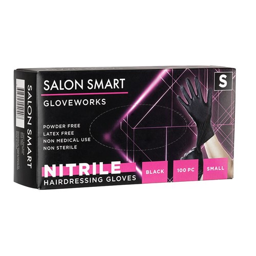 Salon Smart Nitrile Gloves Black Small 100pk