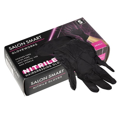 Salon Smart Nitrile Gloves Black Small 100pk