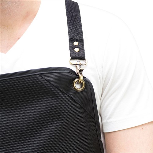 Salon Smart Vintage Protective Apron in Black Up Close 