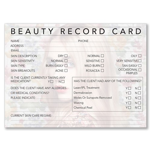 Dateline Professional Beauty Therapy Record Cards 