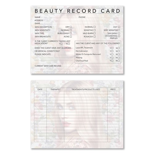 Dateline Professional Beauty Therapy Record Cards 