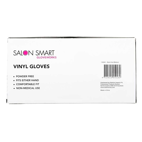 Salon Smart Bulk Buy Vinyl Gloves Black Medium 300pk