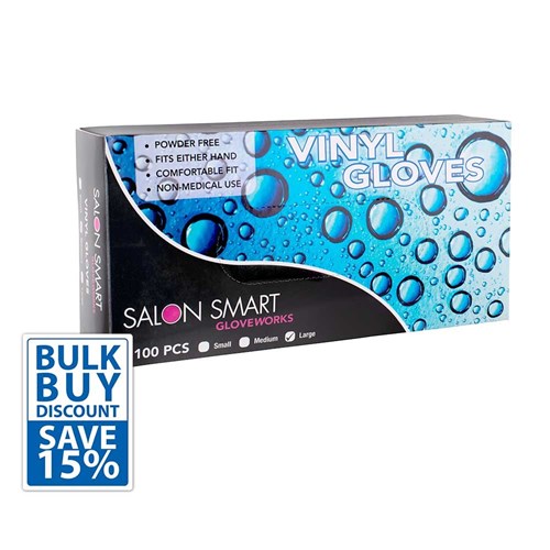 Salon Smart Bulk Buy Vinyl Gloves Clear Large 300pk