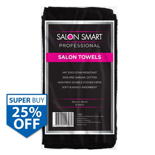 Salon Smart Super Buy Premium Black Salon Towels 24pk