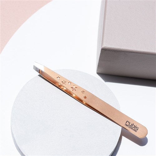 Rubis Slant Tweezer Rose Gold with Stars