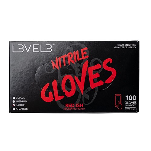 LVL3 NITRILE GLOVES RED-ISH LG 11302 100PC LEVEL3 L3VEL3