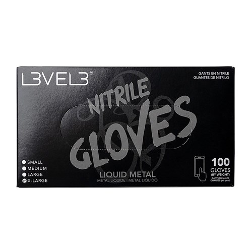 LVL3 NITRILE GLOVES LIQUID XL 11603 LIQUID METAL 100CT LEVEL3 L3VEL3