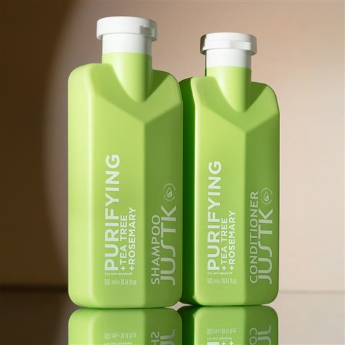 JUSTK PURIFYING SHAMPOO 300ml TEA TREE & ROSEMARY ANTI DANDRUFF