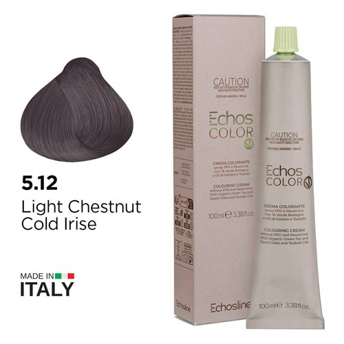 Echos Color Vegan Hair Colour 5.12 Light Chestnut Cold Irise