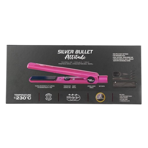 Silver Bullet Attitude Hair Straightener - Pink box