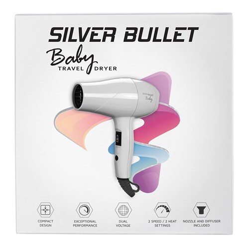 Silver Bullet Baby Travel Hair Dryer White