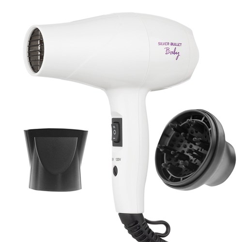 Silver Bullet Baby Travel Hair Dryer White