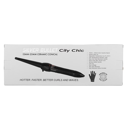 Silver Bullet City Chic Regular Conical Curling Iron Reverse Box