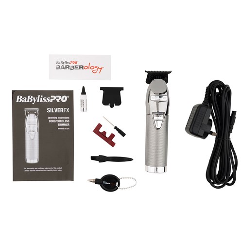 BaBylissPRO SilverFX Skeleton Lithium Hair Trimmer and accessories