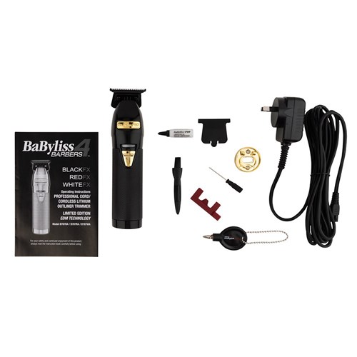 BaBylissPRO BlackFX Skeleton Lithium Hair Trimmer and accessories