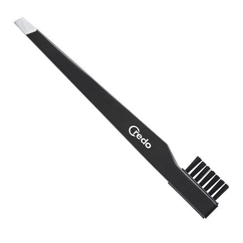 Credo Slant Tweezer With Brush Black